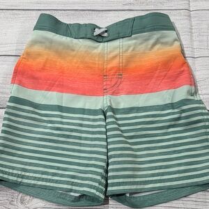 Wonder Nation Boys Sage Green and Orange Swim Trunks